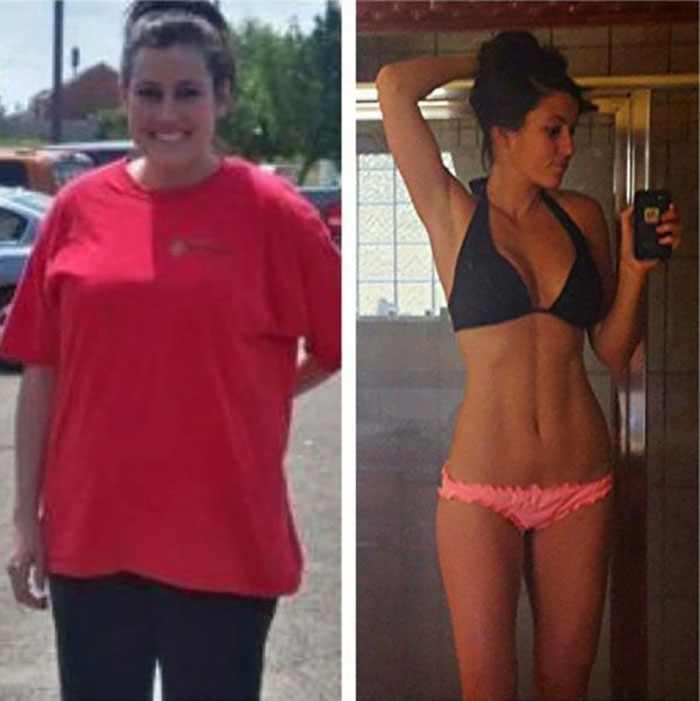 На фото до и после диеты